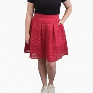 Torrid Red Textured Stripe Fit & Flare Skater Skirt Size 2 (Size 18/20 Or 2XL)